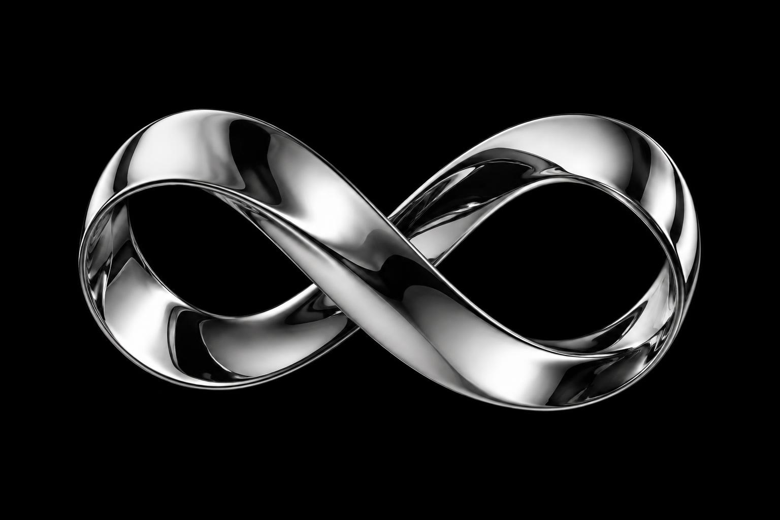 Scultura grafica cromata a forma di infinito